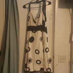 White with black dots cocktail dress